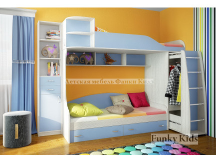 Двухъярусная кровать Фанки Кидз-12 с шкафом